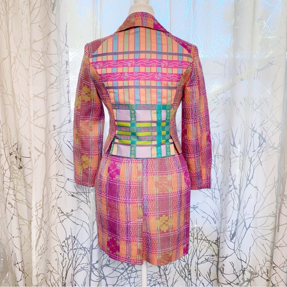 VINTAGE BAZAR CHRISTIAN LACROIX COLORFUL TWEED ZIP UP JACKET HIGH RISE SKIRT SET - Picture 12 of 16